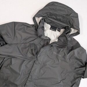 Marmot PreCip Eco Rain Jacket Hooded Waterproof Windbreaker Gray Black Mens XXL